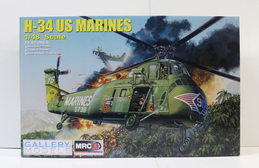 MRC GALLERY Models #64101 H-34 US MARINES 1/48 SCALE, BOX NOT SEALED/INSIDE SEAL