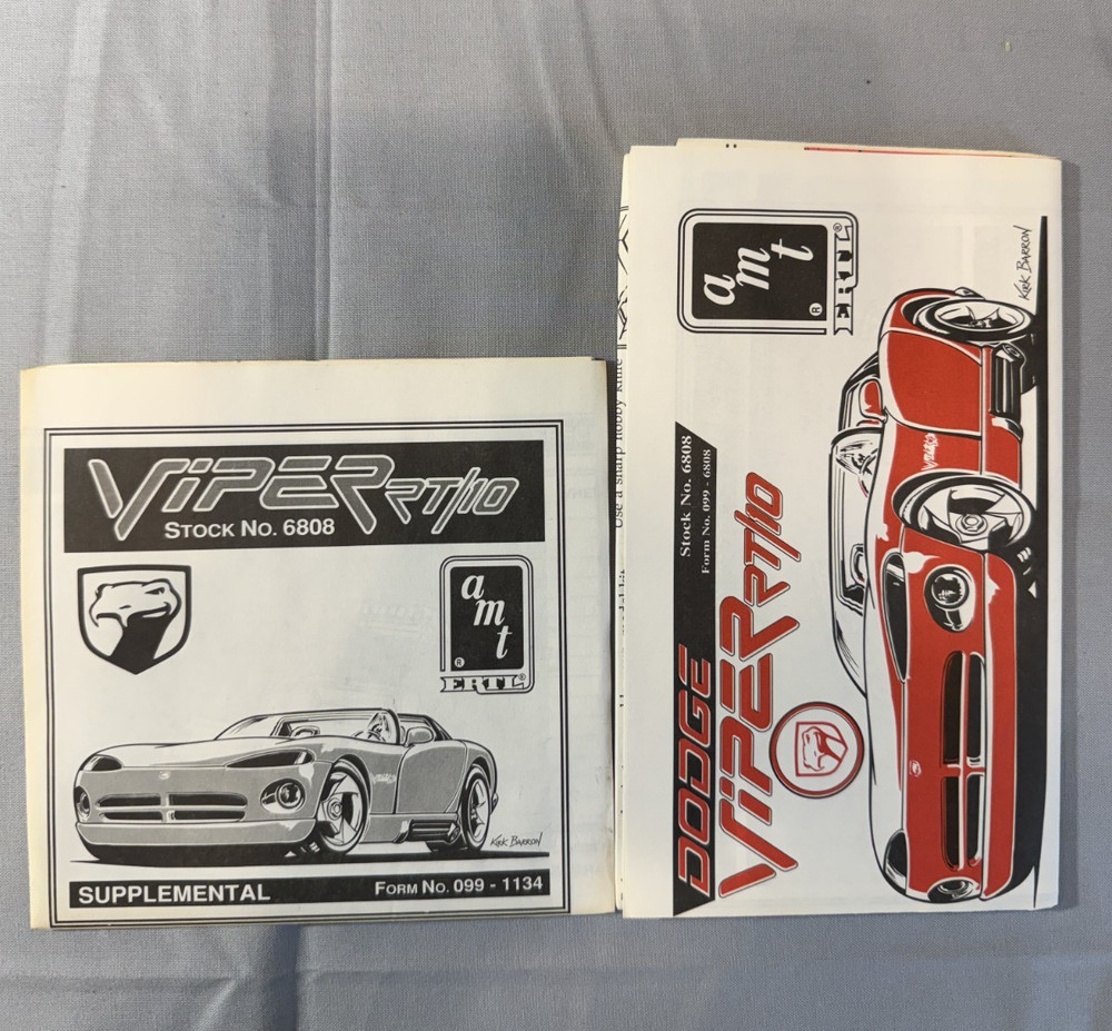 AMT/ERTL 6808 Dodge Viper RT/10 Parts Kit Bash Instructions ONLY