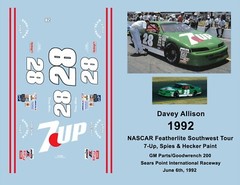 1992 #28 – 1:24 Scale Davey Allison – 7up Waterslide Decals