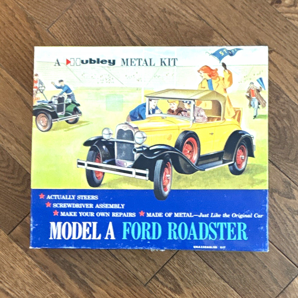 Hubley Model A Ford Roadster Unassembled Metal Model Kit MPN 854K-300
