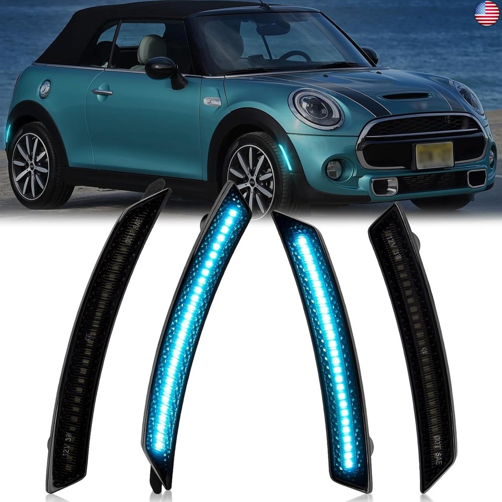 POPMOTORZ Ice Blue LED Fender Side Marker Lights Kit, 4 Pcs Front & Rear