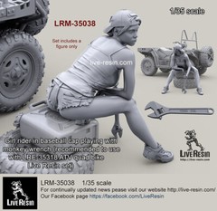 Live Resin 1/35 LRM-35038 Girl Rider Playing w/Monkey Wrench (2) in Baseball Cap