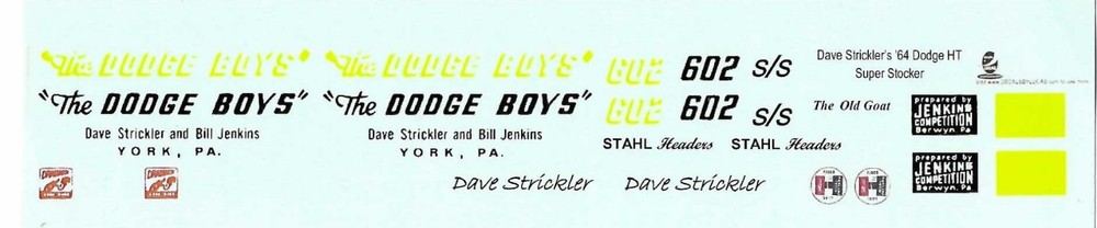 Decals by Lucas The Dodge Boys 64 Dodge S/S Dave Strickler decal