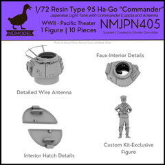 NUMODEL NMJPN405 | 1/72 Resin WWII IJA Type 95 Ha-Go Light Tank “Commander” Kit