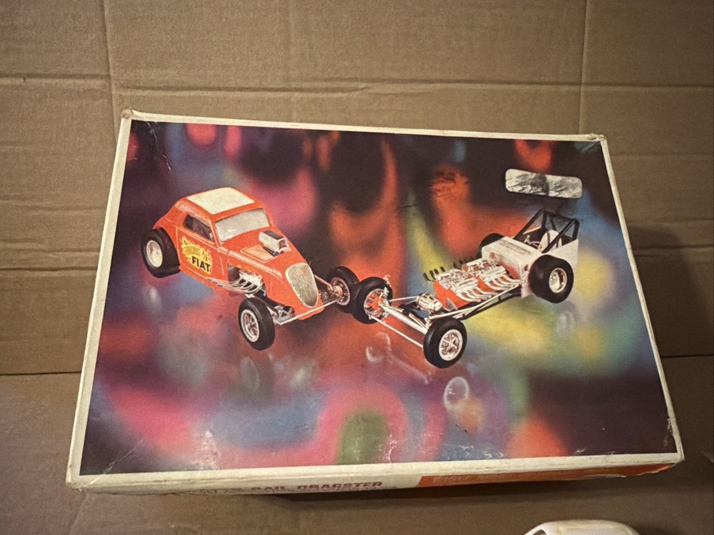 Vintage Model Kit – AMT Double Dragster Kit – Open Rail & Fiat Coupe – Unbuilt