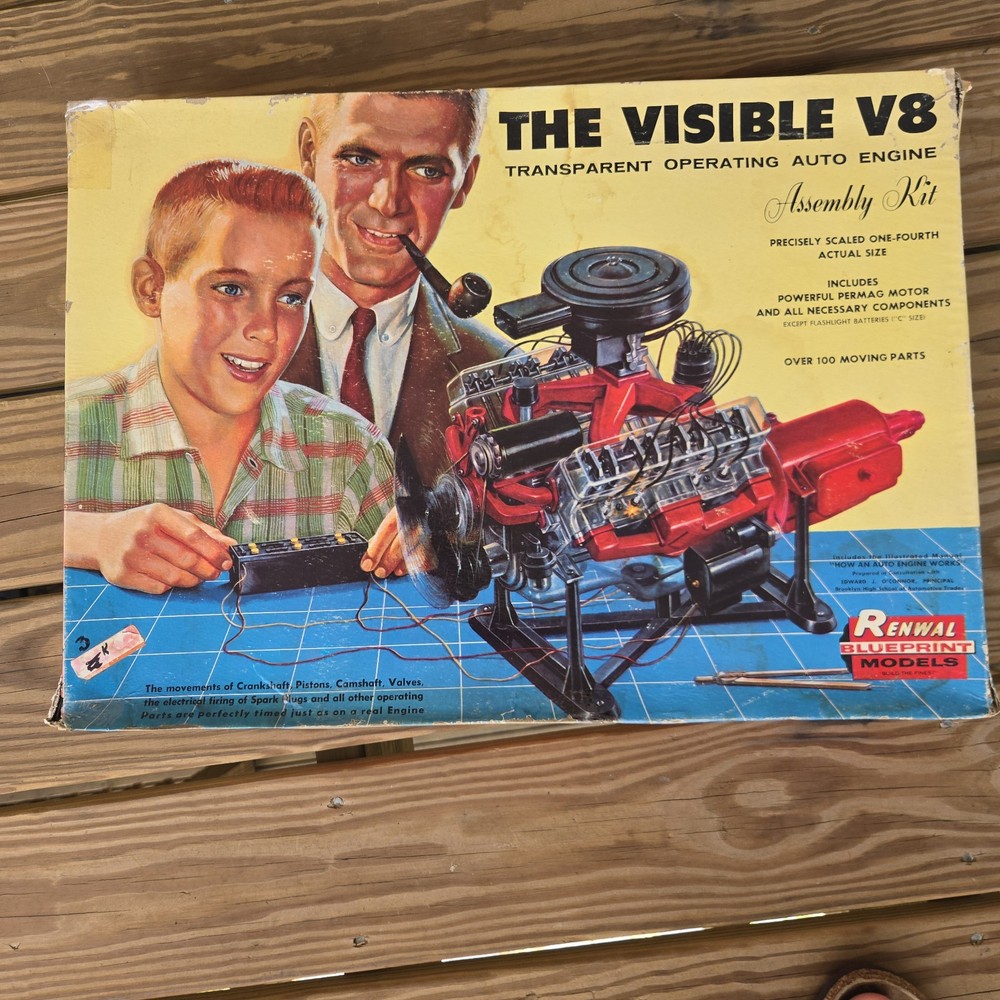 Looks Unused Renwal Blueprint Model The Visible V8 auto engine vintage 1960