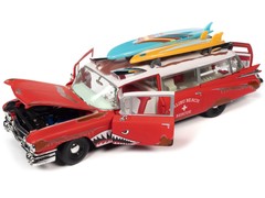 Autoworld AW312 1959 Cadillac Eldorado Ambulance with Surfboards Surf Shark 1/18