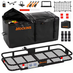 60 In. X 24 In.X 6 In. Folding Tow Hitch Mount Cargo Carrier W/ 25 Cu. Ft. Black
