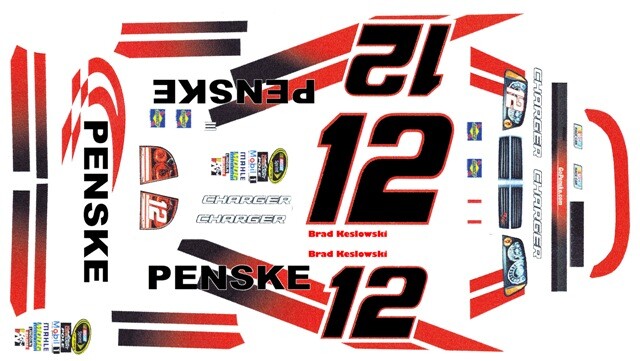 #12 Brad Keselowski DODGE Penske Racing 1/24th Scale Nascar Waterslide Decals