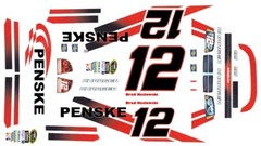 #12 Brad Keselowski DODGE Penske Racing 1/24th Scale Nascar Waterslide Decals