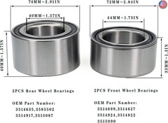 Front and Rear Wheel Bearings Front and Rear 3514699 3514635 for 2010-2025