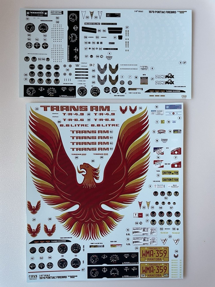 1979 Pontiac Trans Am (Red/Orange/Yellow) 1/8 Scale Model Decals