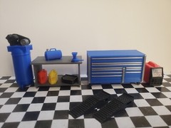 Toolbox Workbench Oil Pan Diesel Gas Vise Ramp 1/24 1/25 Scale Garage