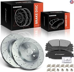 A-Premium 11.15 inch (283.1mm) Front Drilled and Slotted Disc Brake Rotors +