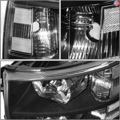 DNA Motoring HL-OH-CSIL07-BK-CL1 Pair of Black Housing Headlights Compatible