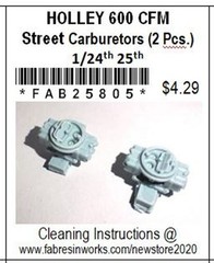 FAB25805 Vintage 600cfm Holley Street Carbs Pressure Cast Resin 1/25 Scale 2 Pcs