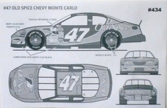 NASCAR DECAL #47 OLD SPICE 2004 NASCAR MONTE CARLO TALLADEGA NIGHTS 1/24