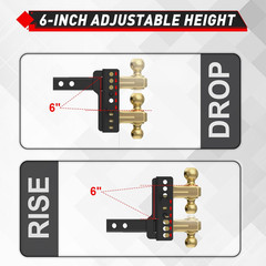 Adjustable Truck Trailer Hitch for 2.5″ Receiver, 6″ Drop/Rise Tow Hitch with Du