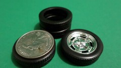 57 1957 Chevy Bel Air 1/25 Large Chrome Halibrand Sebring Rim Wheel Skinny Tires