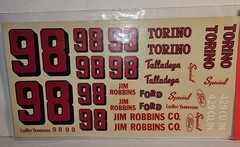 JNJ DECALS – No. 91-199 | 1:24 JIM ROBBINS – #98 TORINO – LEEROY YARBROUGH