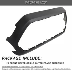 Front Upper Grille Shell Outer Frame Surround Fit for Toyota Tacoma 2016-2022 Ac