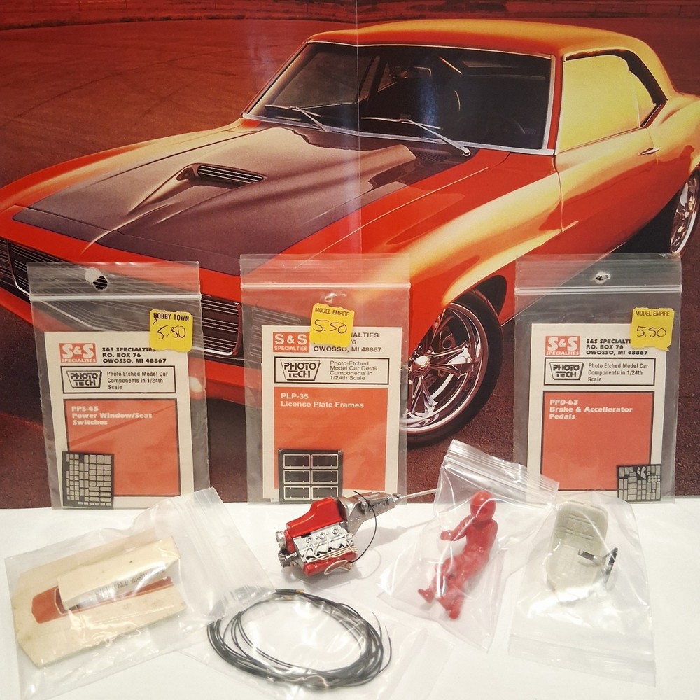 Vintage S&S Specialties 1/24 Model Car Parts Lot 3 NOS Photo-Etch Engine
