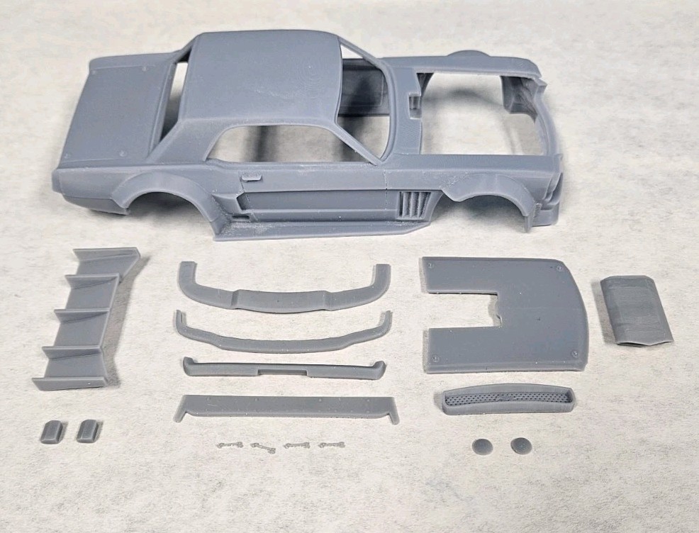 ABS-LIKE RESIN 3D PRINTED 1/25 HOONICORN 1965 FORD MUSTANG RACE CAR BODY SET