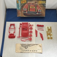 Lindberg Corvette Kit No. 136 Unassembled Plastic Car Kit Red Not Painted