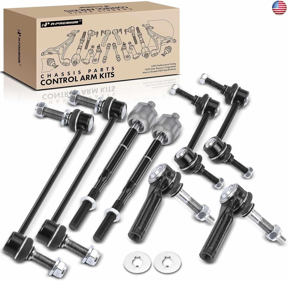 A-Premium Set of 8, Front Inner & Outer Tie Rod End, Front & Rear Sway