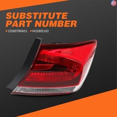 Outer Tail Light Assembly Right Side Compatible with 2013 2014 2015 Civic