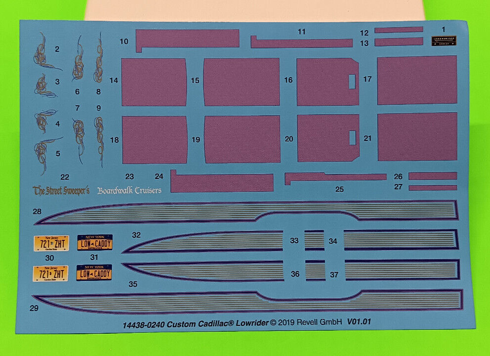 1984 Cadillac Lowrider Custom 1/25 Waterslide Decal Sheet Pin Stripes Graphics