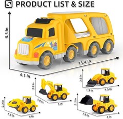 Veslier Construction Truck Toys for Boys Girls Age 1 2 3 4 5 6 Years…