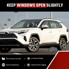 in-Channel Rain Guards Fit for Toyota RAV4 2019-2025 Black Extra Durable Shatter