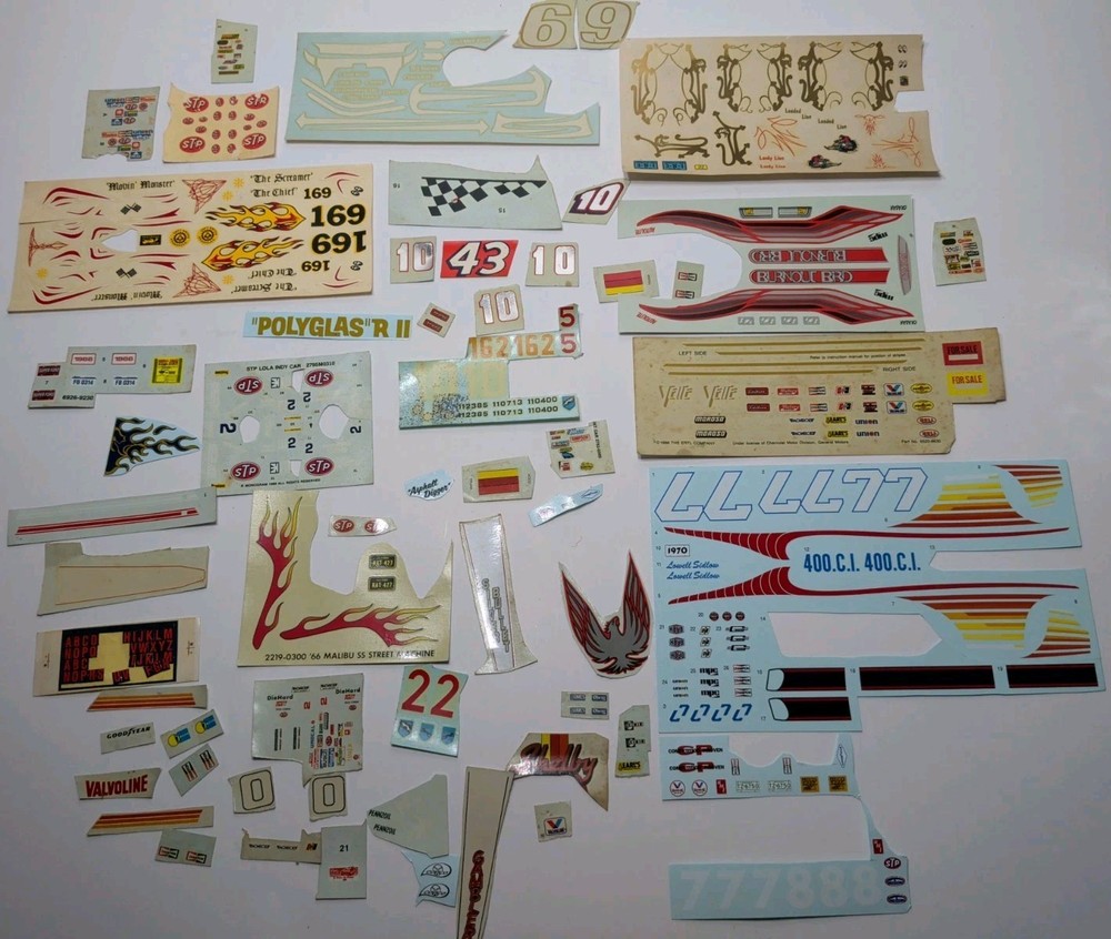 ✨VINTAGE✨ LOT 1:24/25 Scale Auto Racing Hot Rod Model Kit Decal Sheets 1960s-80s
