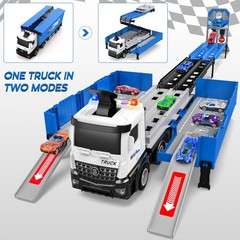 Carrier Truck Race Track Toddlers Toys, Foldable 3 Layer Small, Blue