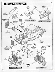 32 FORD 3 WINDOW COUPE – LARGE HEADLIGHT – REVELL 7605 – MODEL CAR KIT PARTS LOT