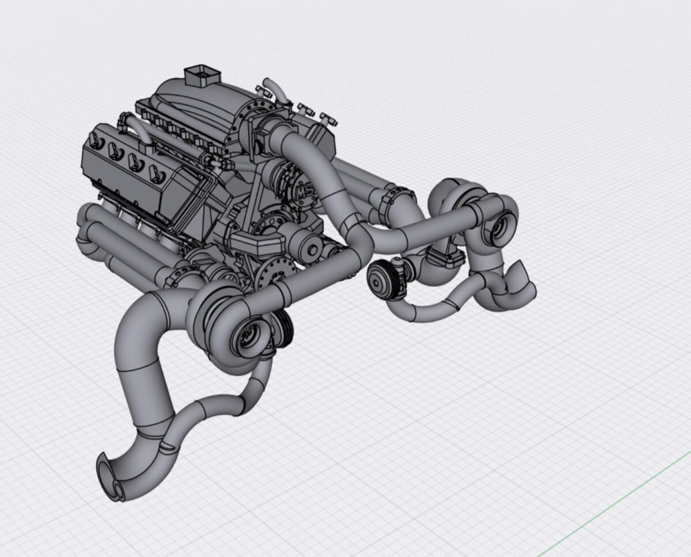1/24 1/25 3D Resin Mopar Dodge Twin Turbo Hemi Engine W/Transmission Scale Model