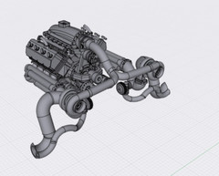 1/24 1/25 3D Resin Mopar Dodge Twin Turbo Hemi Engine W/Transmission Scale Model