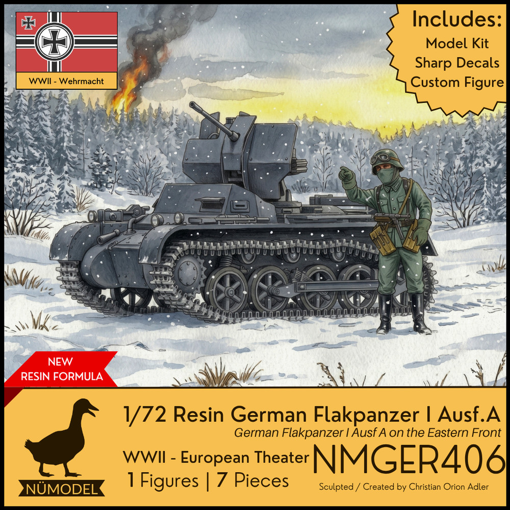 NUMODEL NMGER406 | 1/72 Resin WWII Flakpanzer I Ausf A Light Tank Model Kit |7pc