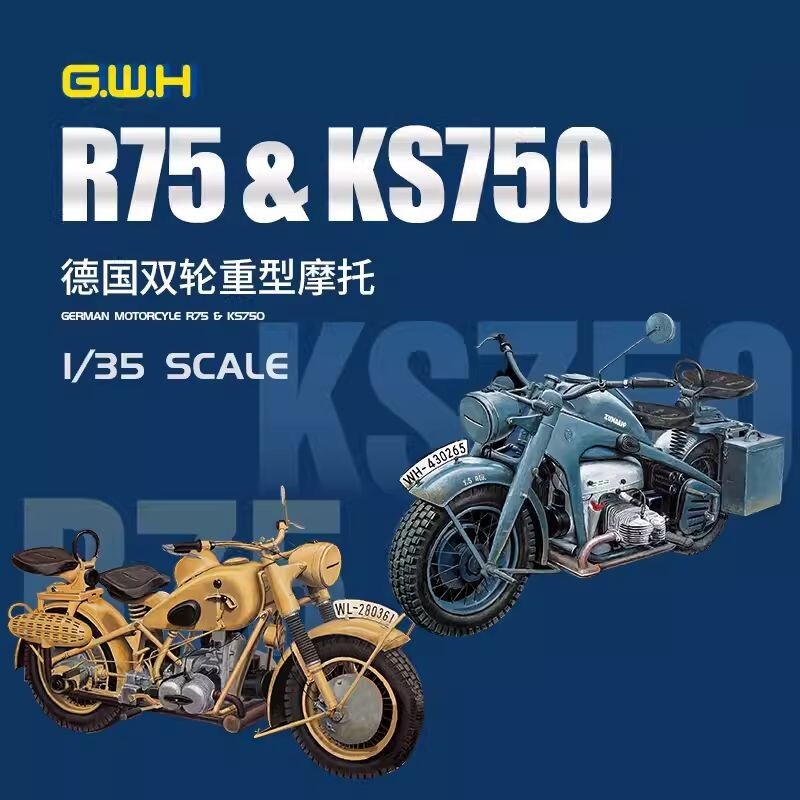 Great Wall Hobby L3527 1/35 German Motorcycle R75 & KS750