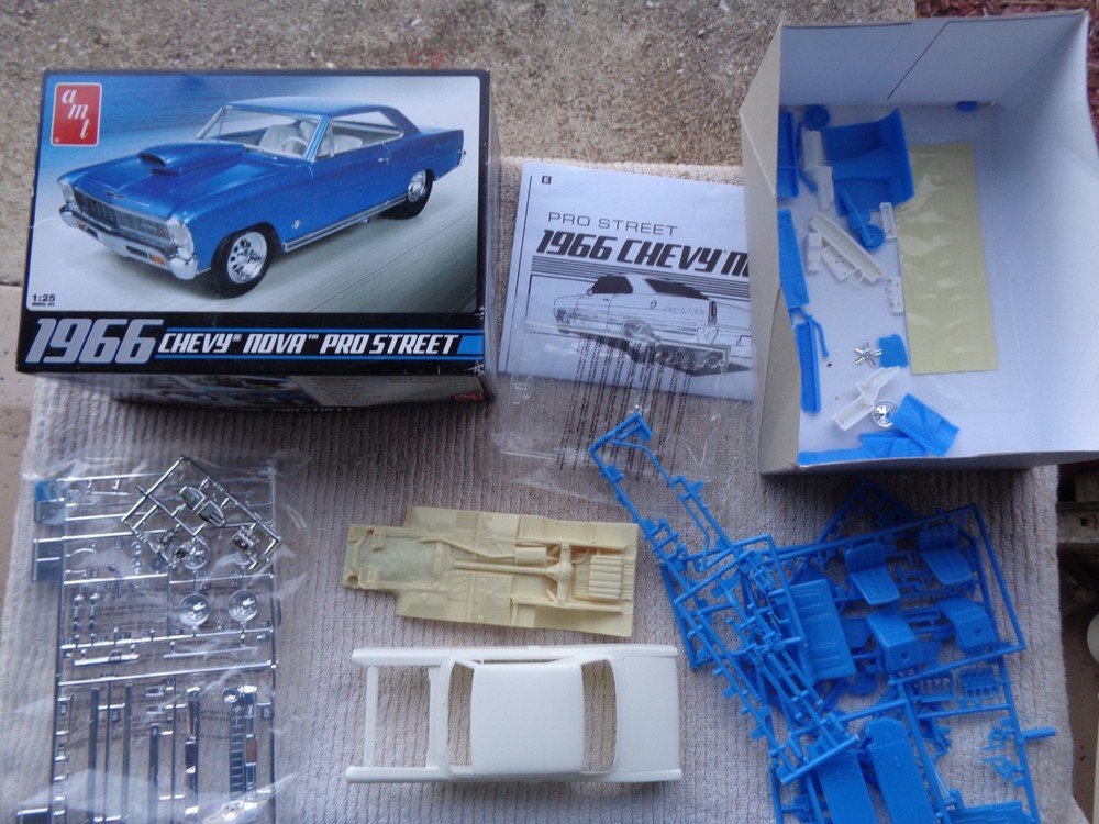 AMT # 636 1966 Chevy Nova Kit Parts Pictured only & Resen Stock Type Frame 1/25