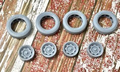 1/24 Scale: 15-inch “8-slot Steel” Resin model car wheels/tires, 1/25
