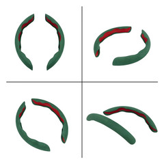 2 Pcs Snap On Car Steering Wheel Protector Cover Booster Non-Slip 15 Inces Green
