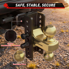 Adjustable Truck Trailer Hitch for 2.5″ Receiver, 6″ Drop/Rise Tow Hitch with Du