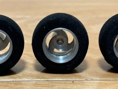 Vintage TAMIYA Mini 4WD Aluminum Narrow Wheel Set with Sponge Tires (4 pcs)