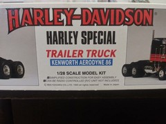 NEW IMAI 1993 Harley-Davidson 1/28 model kit Kenworth Aerodyne truck & trailer