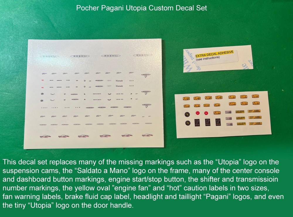 POCHER 1/8 PAGANI UTOPIA CUSTOM DECAL SET