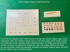 POCHER 1/8 PAGANI UTOPIA CUSTOM DECAL SET