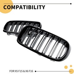 X5 F15 Grille，Gloss Black Kidney Grill Fit 2014-2018 X5 F15 X6 F16 X5M F85 X6M F