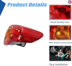 Silscvtt Passenger Side Outer Rear Brake Tail Light Assembly Replacement for